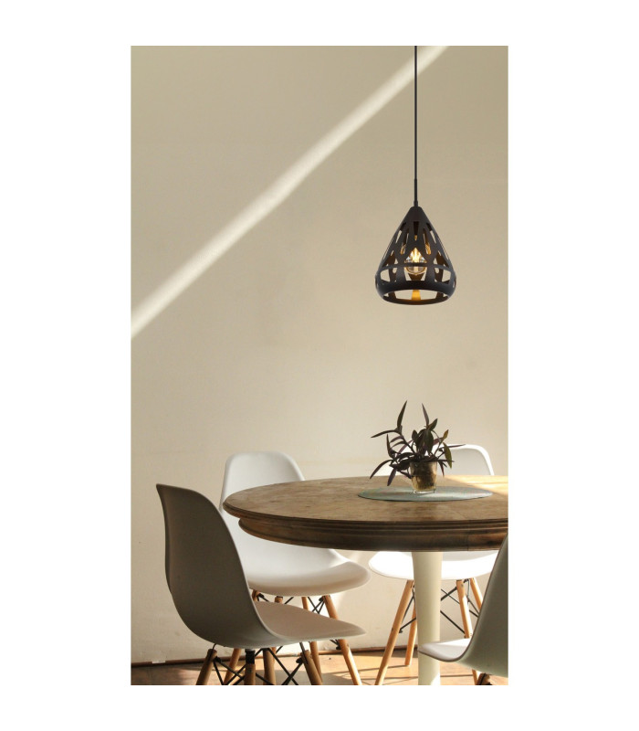 Hassan Wire Frame Pendant Ceiling Light Matt Black 1x E27-5