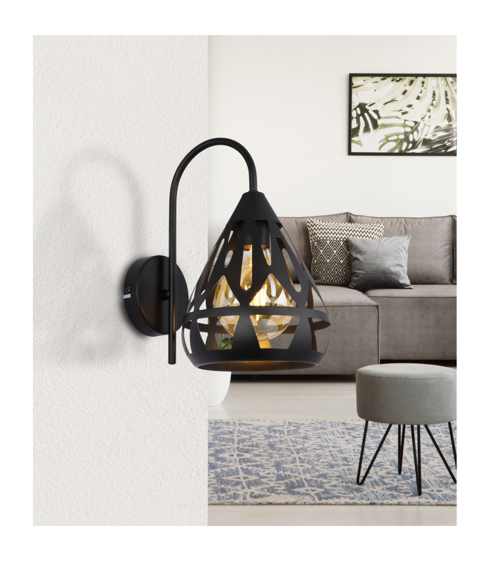 Hassan Dome Wall Lamp Matt Black 1x E27-6