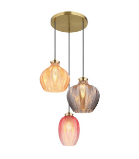 Jessica Cluster Pendant Ceiling Light Gold Colours Matt Glass Shade 3x E27-1