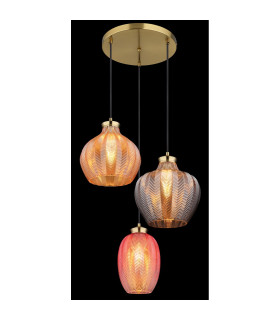 Jessica Cluster Pendant Ceiling Light Gold Colours Matt Glass Shade 3x E27-2