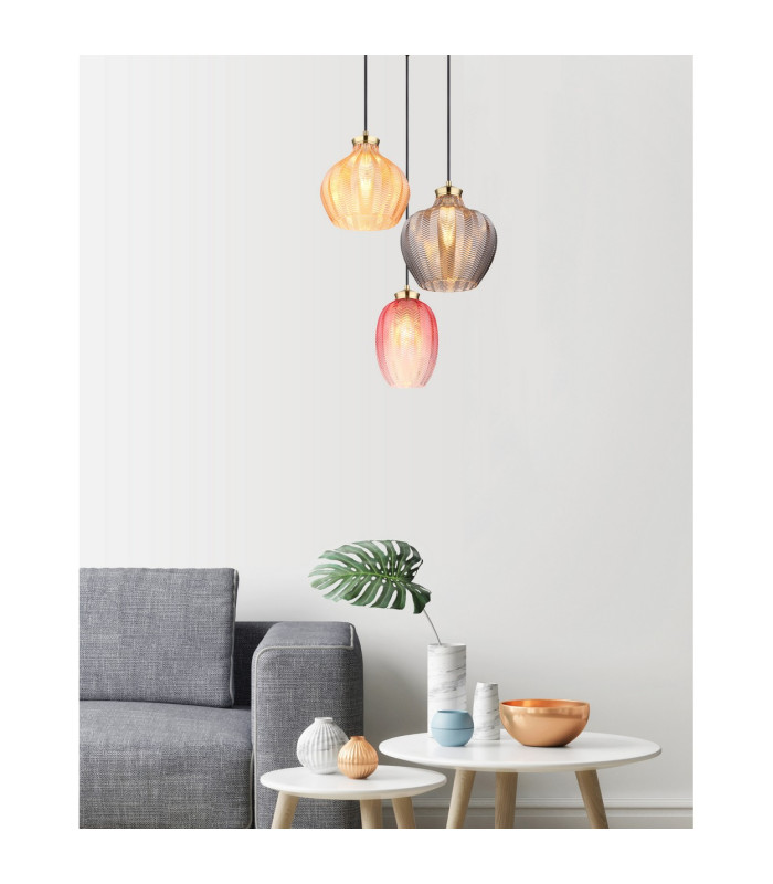 Jessica Cluster Pendant Ceiling Light Gold Colours Matt Glass Shade 3x E27-5