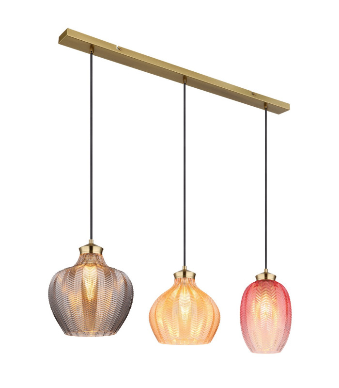 Jessica Bar Pendant Ceiling Light Gold Colours Matt Glass Shade 3x E27-1