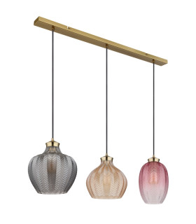 Jessica Bar Pendant Ceiling Light Gold Colours Matt Glass Shade 3x E27-2