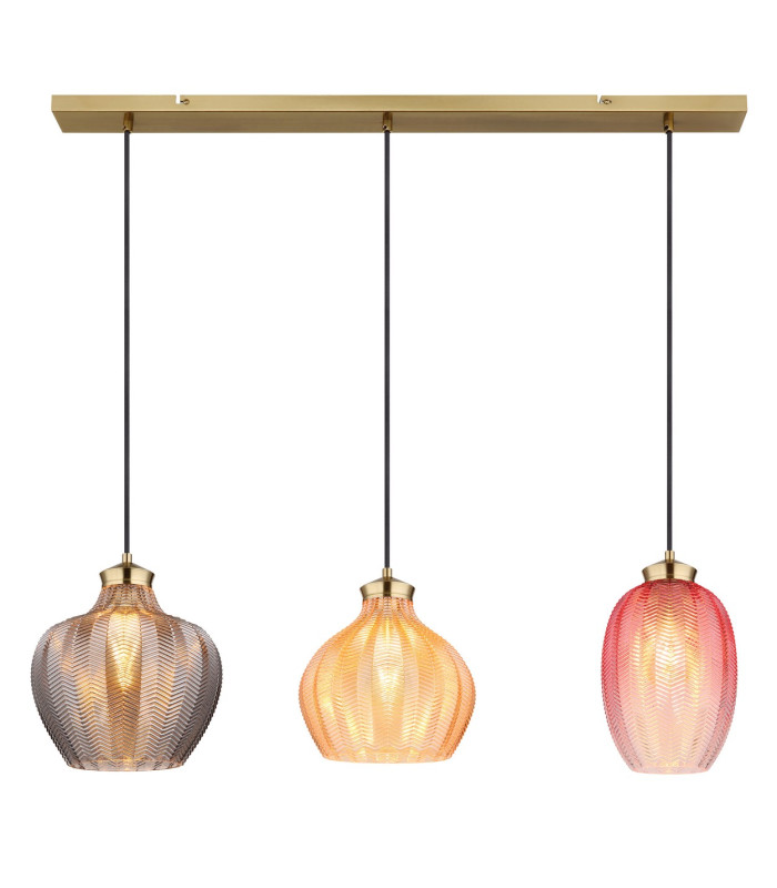Jessica Bar Pendant Ceiling Light Gold Colours Matt Glass Shade 3x E27-3