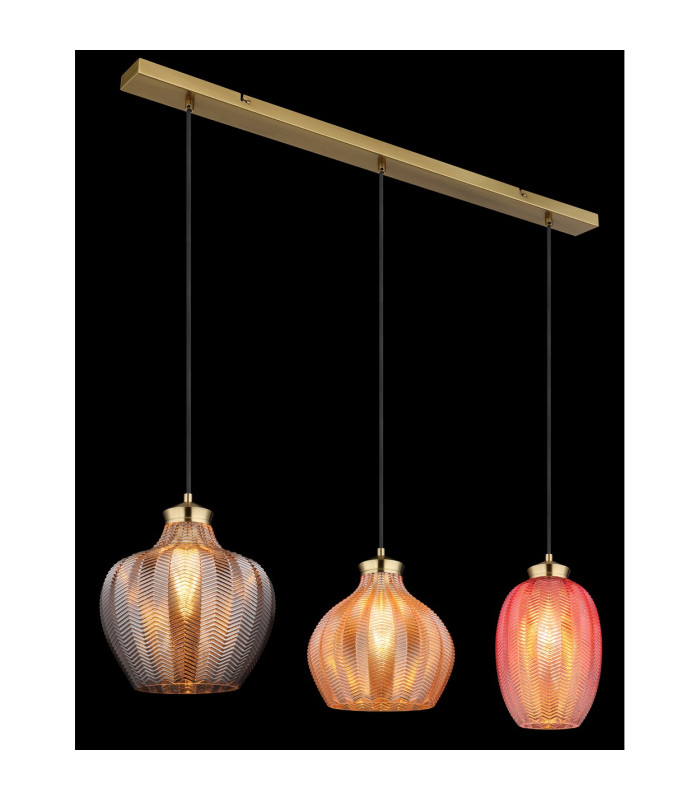 Jessica Bar Pendant Ceiling Light Gold Colours Matt Glass Shade 3x E27-4