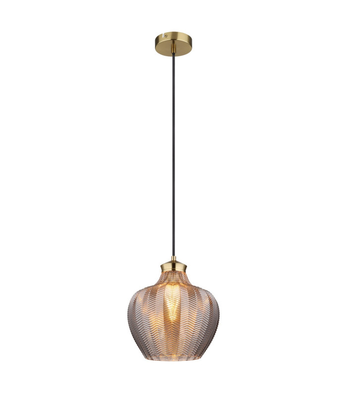 Jessica Dome Pendant Ceiling Light Gold Colours Matt Smoke Glass Shade 1x E27-1