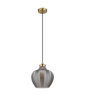 Jessica Dome Pendant Ceiling Light Gold Colours Matt Smoke Glass Shade 1x E27-2