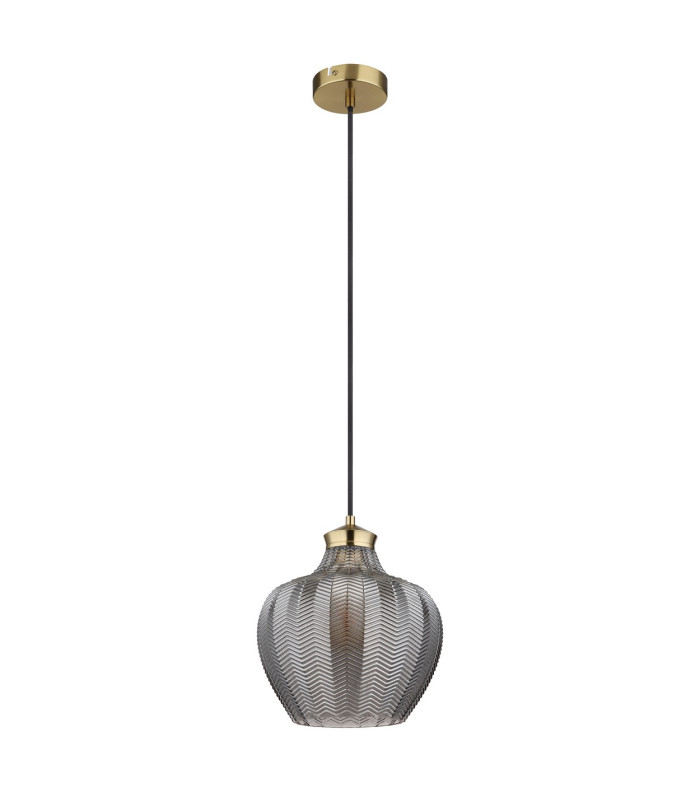 Jessica Dome Pendant Ceiling Light Gold Colours Matt Smoke Glass Shade 1x E27-2