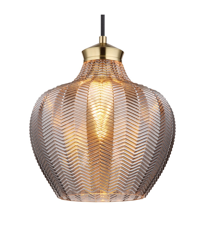 Jessica Dome Pendant Ceiling Light Gold Colours Matt Smoke Glass Shade 1x E27-3