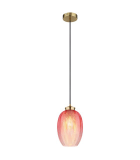 Jessica Dome Pendant Ceiling Light Gold Colours Matt Blackberry Glass Shade 1x E27-1