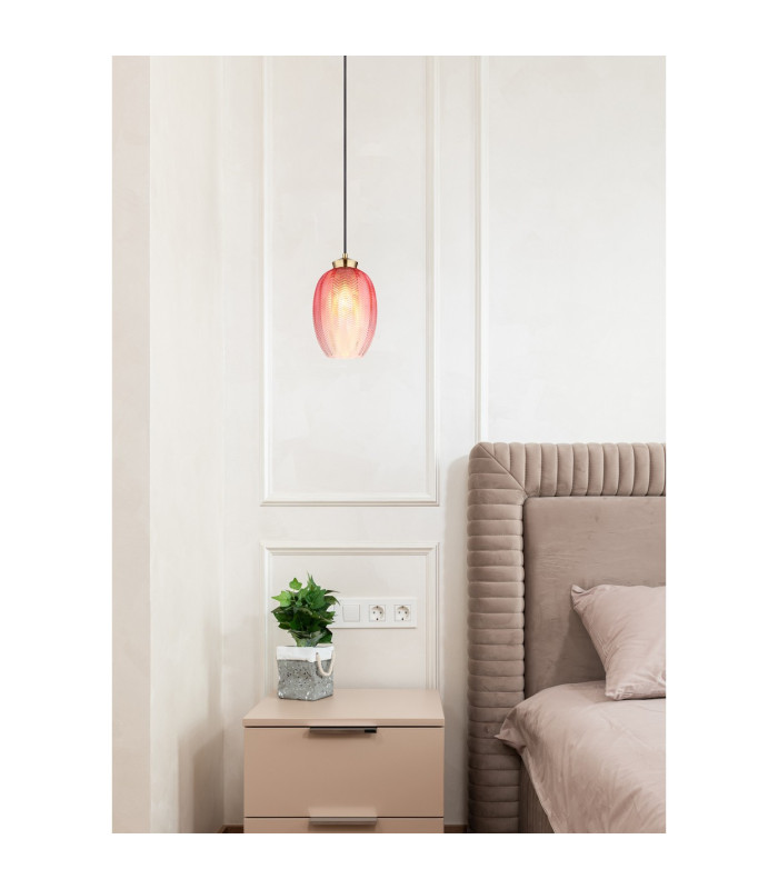 Jessica Dome Pendant Ceiling Light Gold Colours Matt Blackberry Glass Shade 1x E27-5
