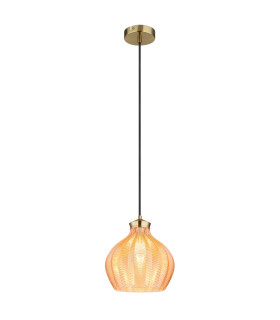 Jessica Dome Pendant Ceiling Light Gold Colours Matt Amber Glass Shade 1x E27-1