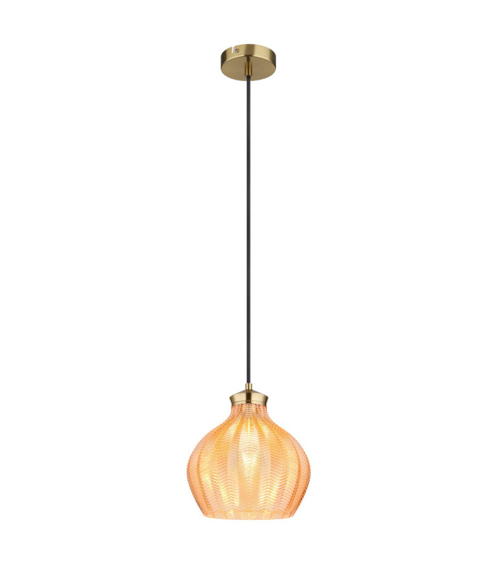 Jessica Dome Pendant Ceiling Light Gold Colours Matt Amber Glass Shade 1x E27-1