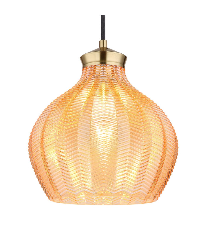 Jessica Dome Pendant Ceiling Light Gold Colours Matt Amber Glass Shade 1x E27-3