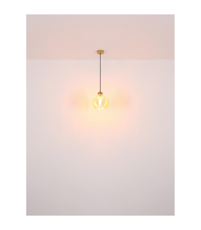 Jessica Dome Pendant Ceiling Light Gold Colours Matt Amber Glass Shade 1x E27-6