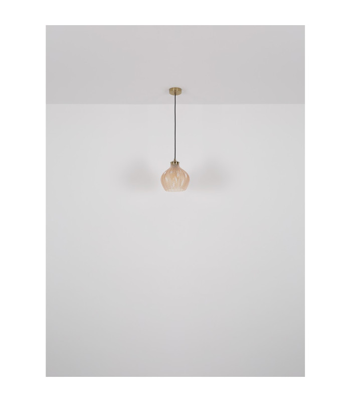 Jessica Dome Pendant Ceiling Light Gold Colours Matt Amber Glass Shade 1x E27-7