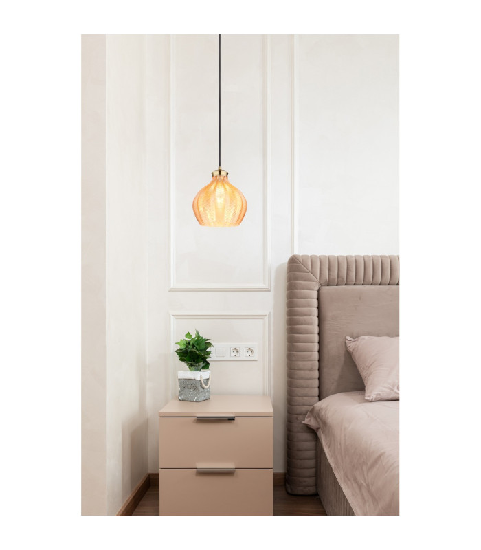Jessica Dome Pendant Ceiling Light Gold Colours Matt Amber Glass Shade 1x E27-8