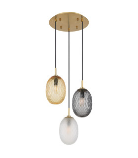 Devin Cluster Pendant Ceiling Light Gold Colours Matt Glass Shade 3x E14-2