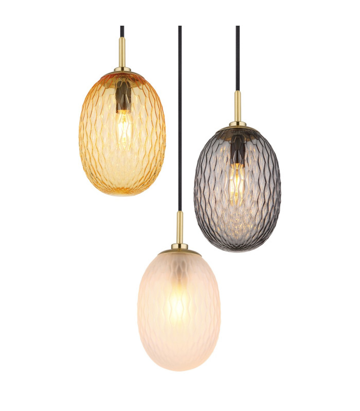 Devin Cluster Pendant Ceiling Light Gold Colours Matt Glass Shade 3x E14-3