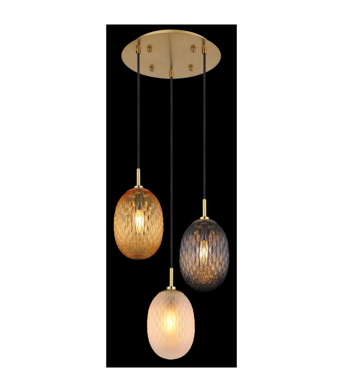 Devin Cluster Pendant Ceiling Light Gold Colours Matt Glass Shade 3x E14-4