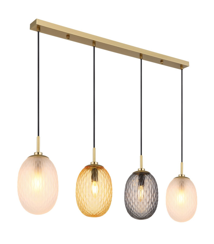 Devin Bar Pendant Ceiling Light Gold Colours Matt Glass Shade 4x E14-1