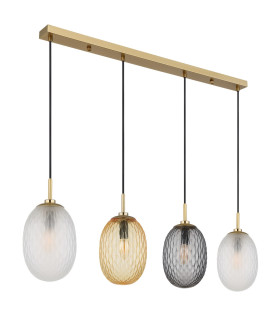Devin Bar Pendant Ceiling Light Gold Colours Matt Glass Shade 4x E14-2