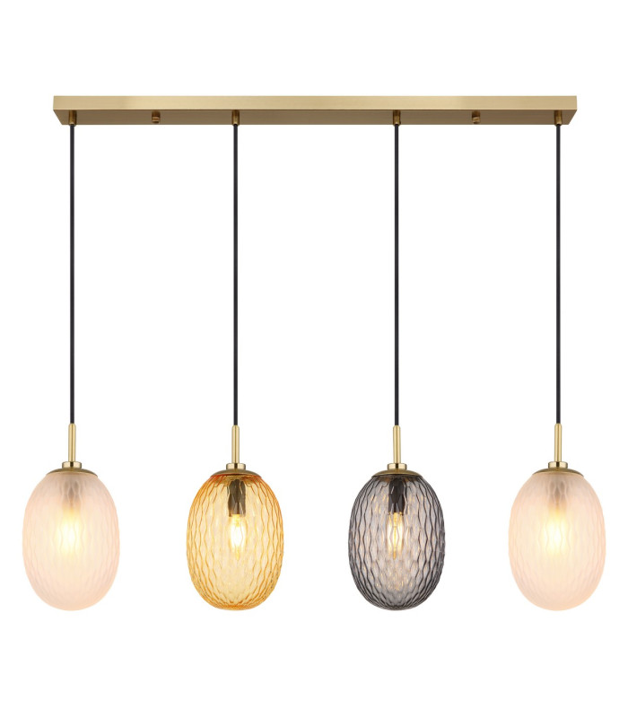 Devin Bar Pendant Ceiling Light Gold Colours Matt Glass Shade 4x E14-3