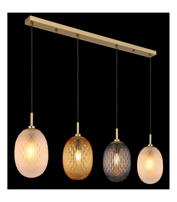Devin Bar Pendant Ceiling Light Gold Colours Matt Glass Shade 4x E14-4
