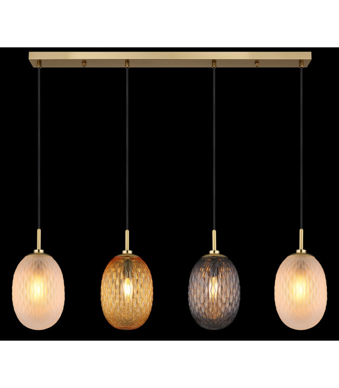 Devin Bar Pendant Ceiling Light Gold Colours Matt Glass Shade 4x E14-5