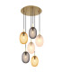 Devin Cluster Pendant Ceiling Light Gold Colours Matt Glass Shade 6x E14-1