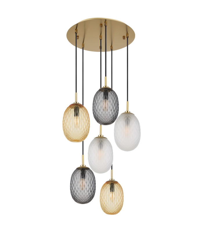 Devin Cluster Pendant Ceiling Light Gold Colours Matt Glass Shade 6x E14-2
