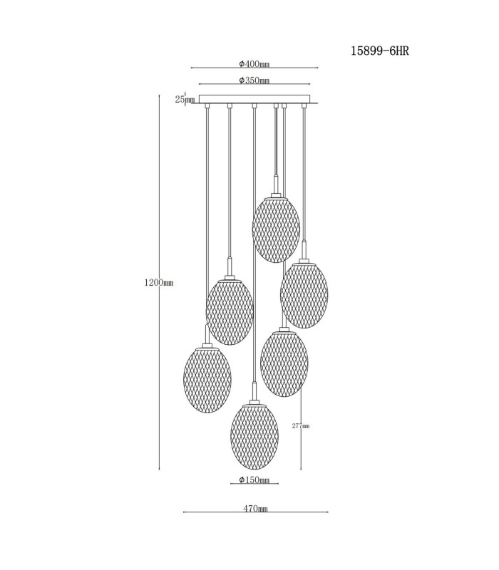 Devin Cluster Pendant Ceiling Light Gold Colours Matt Glass Shade 6x E14-5