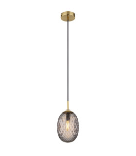 Devin Globe Pendant Ceiling Light Gold Colours Matt Smoke Glass Shade 1x E14-1