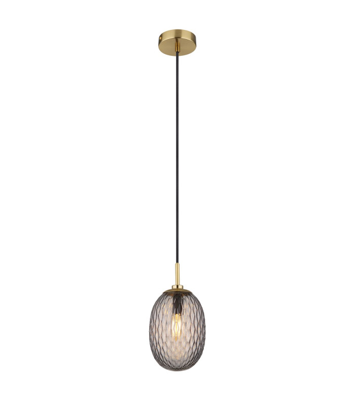 Devin Globe Pendant Ceiling Light Gold Colours Matt Smoke Glass Shade 1x E14-1