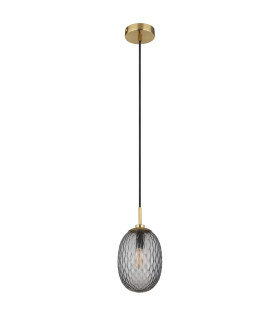 Devin Globe Pendant Ceiling Light Gold Colours Matt Smoke Glass Shade 1x E14-2