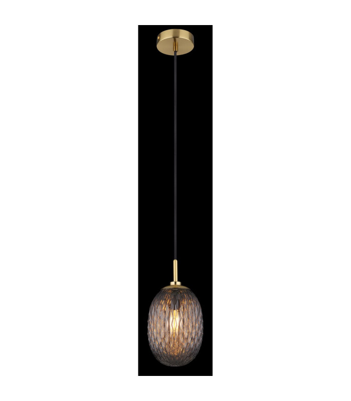Devin Globe Pendant Ceiling Light Gold Colours Matt Smoke Glass Shade 1x E14-4