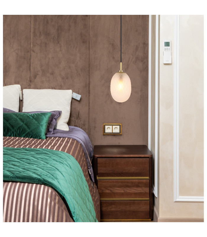 Devin Globe Pendant Ceiling Light Gold Colours Matt Satined Glass Shade 1x E14-5