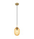 Devin Globe Pendant Ceiling Light Gold Colours Matt Amber Glass Shade 1x E14-1