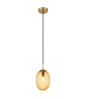 Devin Globe Pendant Ceiling Light Gold Colours Matt Amber Glass Shade 1x E14-1