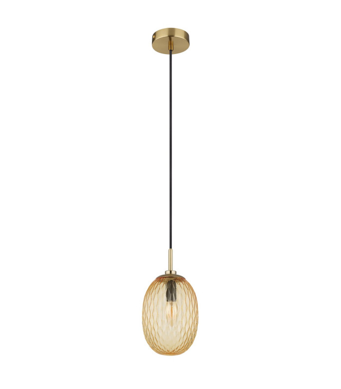 Devin Globe Pendant Ceiling Light Gold Colours Matt Amber Glass Shade 1x E14-2