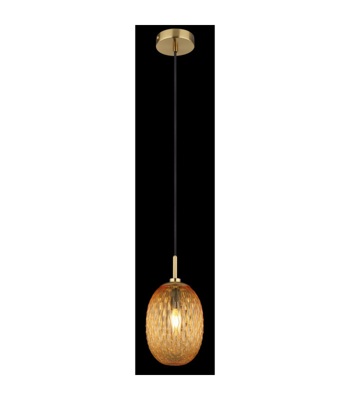 Devin Globe Pendant Ceiling Light Gold Colours Matt Amber Glass Shade 1x E14-4