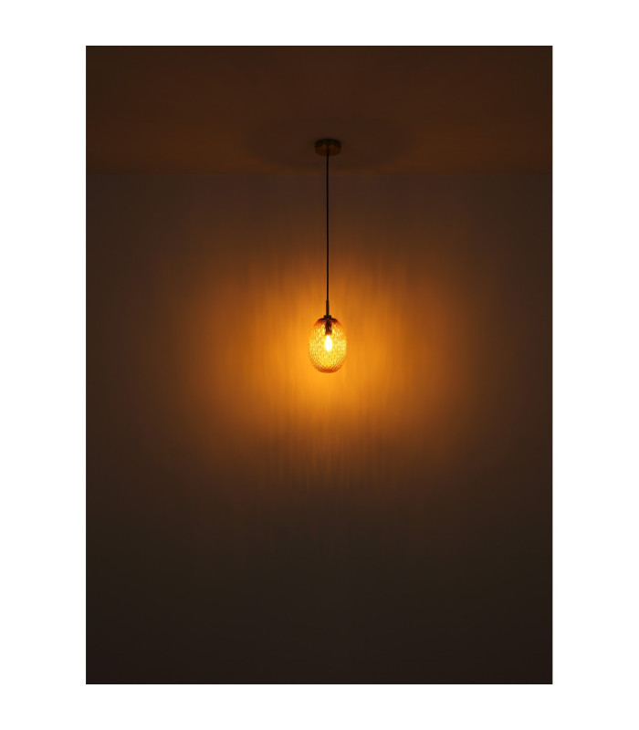 Devin Globe Pendant Ceiling Light Gold Colours Matt Amber Glass Shade 1x E14-5