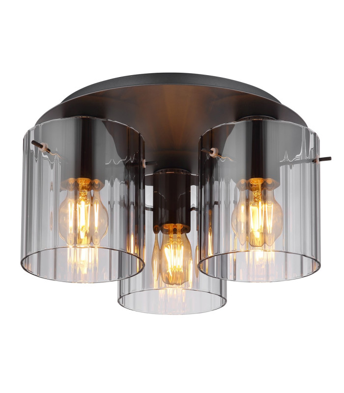 Tulivar Shade Cluster Ceiling Light Grey Dark Smoke Glass Shade 3x E27-1