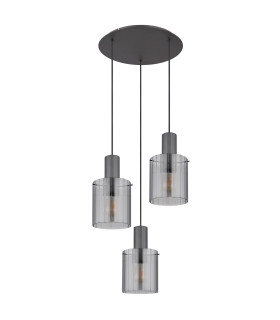 Tulivar Cluster Pendant Ceiling Light Grey Dark Smoke Glass Shade 3x E27-2