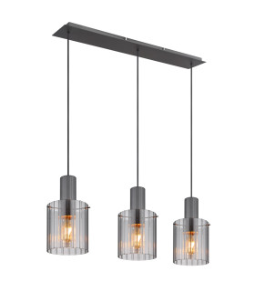 Tulivar Bar Pendant Ceiling Light Grey Dark Smoke Glass Shade 3x E27-1