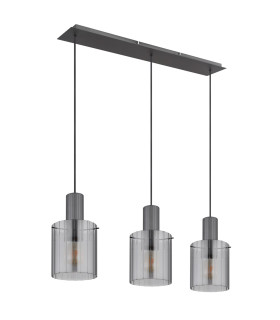 Tulivar Bar Pendant Ceiling Light Grey Dark Smoke Glass Shade 3x E27-2