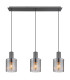 Tulivar Bar Pendant Ceiling Light Grey Dark Smoke Glass Shade 3x E27-3