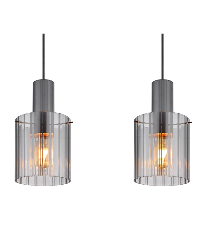 Tulivar Bar Pendant Ceiling Light Grey Dark Smoke Glass Shade 3x E27-4