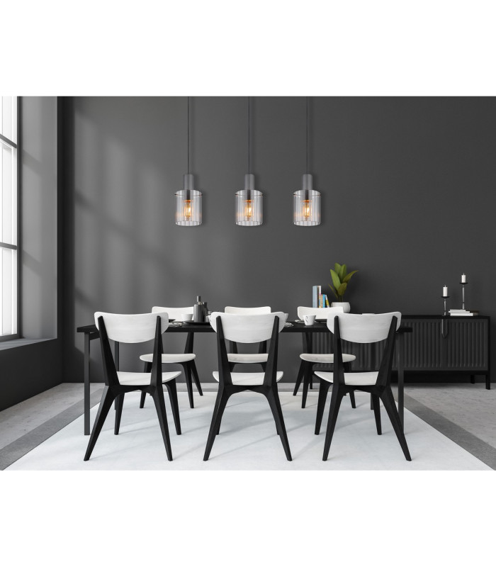 Tulivar Bar Pendant Ceiling Light Grey Dark Smoke Glass Shade 3x E27-5