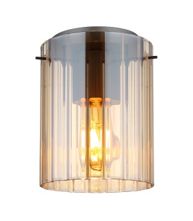 Tulivar Cylindrical Ceiling Light Grey Dark Amber Glass Shade 1x E27-1